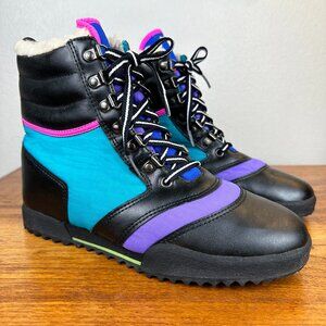 Vintage ROFFE Retro Boots High Tops New Wave Sporty Sherpa lined Women's 9
